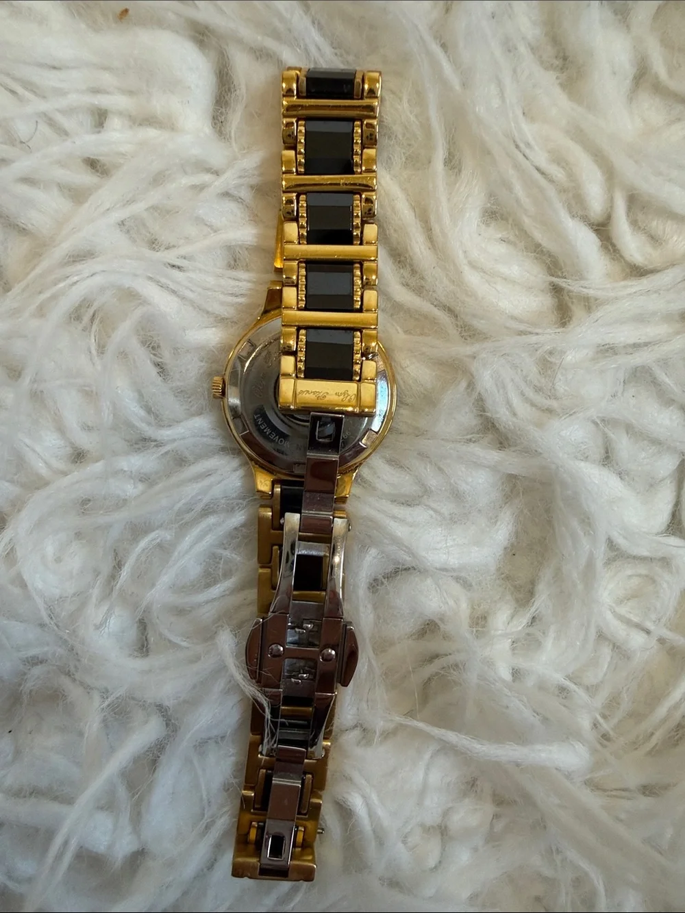 Gold and Black Women's Ceramic Accent Bracelet Watch